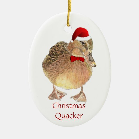 Weihnachtsbäcker, Sonnenduck, Vogel-Spaß Keramikornament (Vorne)
