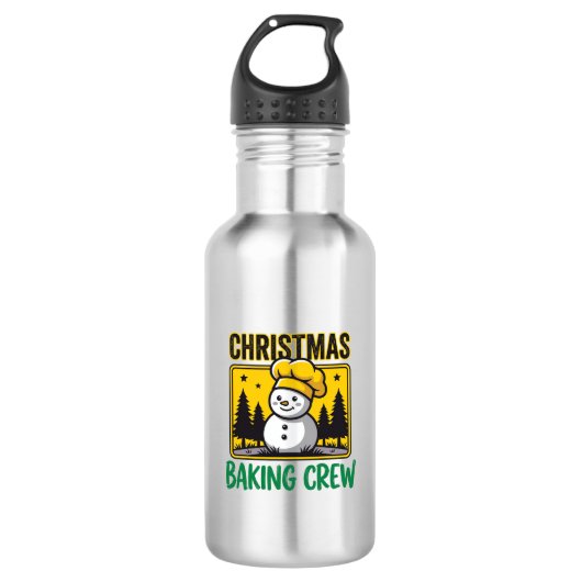 Weihnachtsbäckercrew Schneemann Holiday Design Edelstahlflasche (Vorderseite)