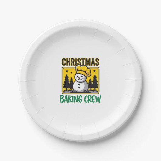 Weihnachtsbäckercrew Schneemann Holiday Design Pappteller (Vorderseite)