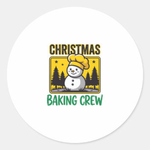 Weihnachtsbäckercrew Schneemann Holiday Design Runder Aufkleber