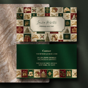 Weihnachtsbäckerei Burgund Grün Gold Visitenkarte