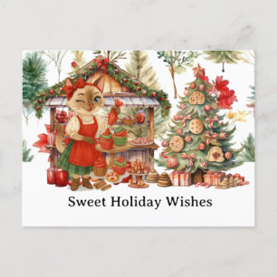 Weihnachtsbäckerei für Katzen Liebhaber Feiertagspostkarte