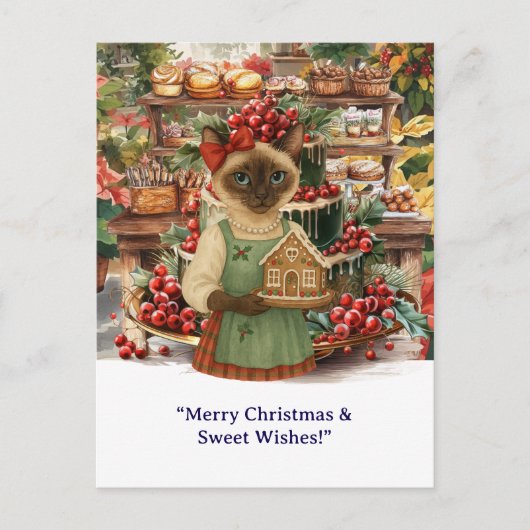 Weihnachtsbäckerei für Katzenliebhaber Postkarte (Vorderseite)