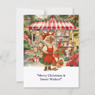 Weihnachtsbäckerei für Katzenliebhaber Postkarte