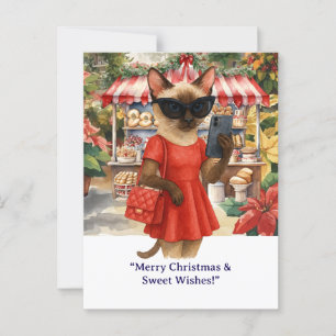 Weihnachtsbäckerei für Katzenliebhaber Postkarte
