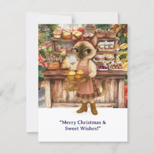 Weihnachtsbäckerei für Katzenliebhaber Postkarte