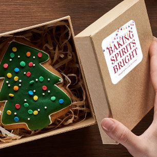 Weihnachtsbäckerei-Geister leuchten helle Lichterk Quadratischer Aufkleber