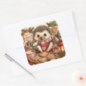 Weihnachtsbäckerei Igel Quadratischer Aufkleber (Umschlag)