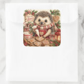 Weihnachtsbäckerei Igel Quadratischer Aufkleber (Tasche)
