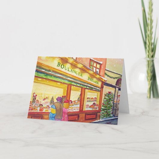 Weihnachtsbäckerei in Paris Feiertagskarte (Vorderseite)