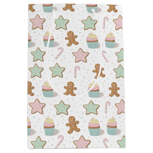 Weihnachtsbäckerei-Muster Mittlere Geschenktüte (Vorderseite)