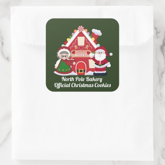 Weihnachtsbäckerei Nordpol Quadratischer Aufkleber (Tasche)