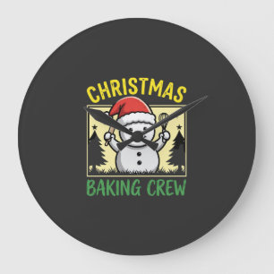 Weihnachtsbäckerei-Schneemann-Feiertag Große Wanduhr
