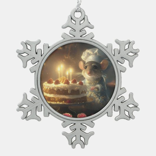 Weihnachtsbäckerei von Fabulous Mice Baker Schneeflocken Zinn-Ornament (Vorderseite)