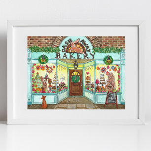Weihnachtsbäckerei-Wasserfarbenposter Poster