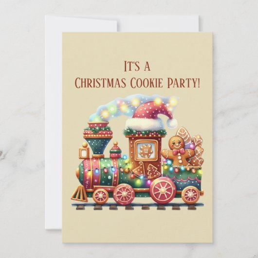 Weihnachtsbäckereizug Party Einladung (Vorderseite)