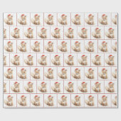 Weihnachtsbäckerfox in Schneeflocken Geschenkpapier (Flach)