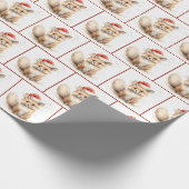 Weihnachtsbäckerfox in Schneeflocken Geschenkpapier (Ecke)