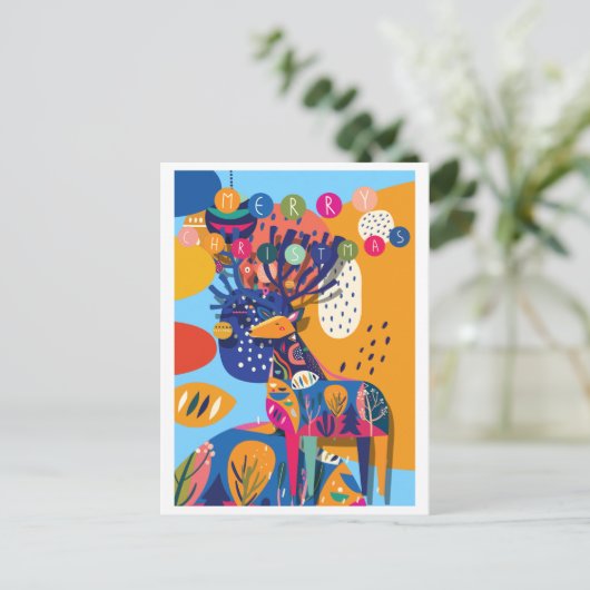 Weihnachtsbäckerin Abstrakt Rentier Feiertagspostkarte (Stehend Vorderseite)