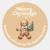 Weihnachtsbäckermann handgemachte Beige Runder Aufkleber (Vorderseite)