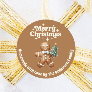 Weihnachtsbäckermann handgemachte Braunbeige Runder Aufkleber