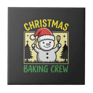 Weihnachtsbäckermannschaft Schneemann Feiertag Fliese