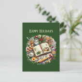 Weihnachtsbackliebhaber Kochbuch Feiertagspostkarte (Stehend Vorderseite)