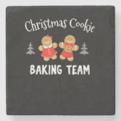 Weihnachtsbackmannschaft | Lebkuchenmann Steinuntersetzer (Vorderseite)