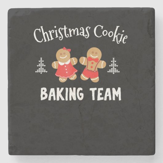 Weihnachtsbackmannschaft | Lebkuchenmann Steinuntersetzer (Vorderseite)