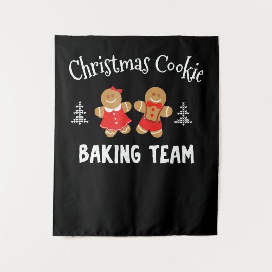Weihnachtsbackmannschaft | Lebkuchenmann Wandteppich (Vorderseite)