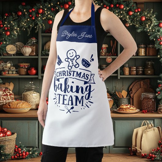 Weihnachtsbackteam Niedlich Navy Personalisiert Schürze