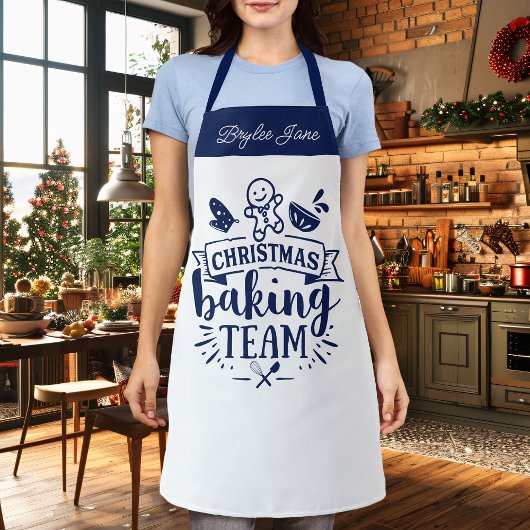 Weihnachtsbackteam Niedlich Navy Personalisiert Schürze