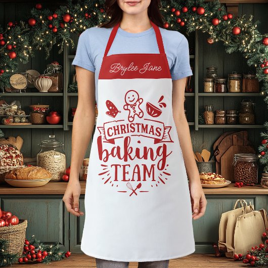 Weihnachtsbackteam Niedlich Red Personalisiert Schürze