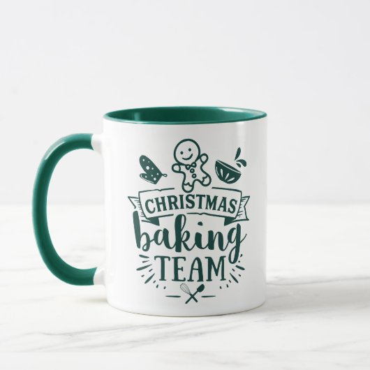 Weihnachtsbackteam Niedlicher Grüner Urlaub Tasse (Links)