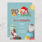 Weihnachtsbad Party Santa Winter Party Einladung (Vorne/Hinten)