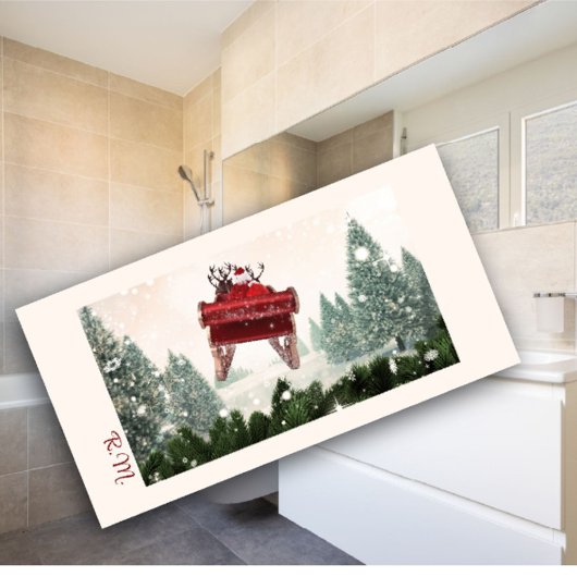 Weihnachtsbadehandtuch in Monogramm Badehandtuch