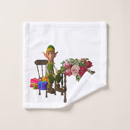Weihnachtsbadehandtuch-Sets, Elf Badhandtuch Set (Waschlappen)