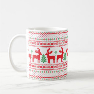 Weihnachtsbademantel-Rentier-Weihnachtsbaum-Strick Kaffeetasse