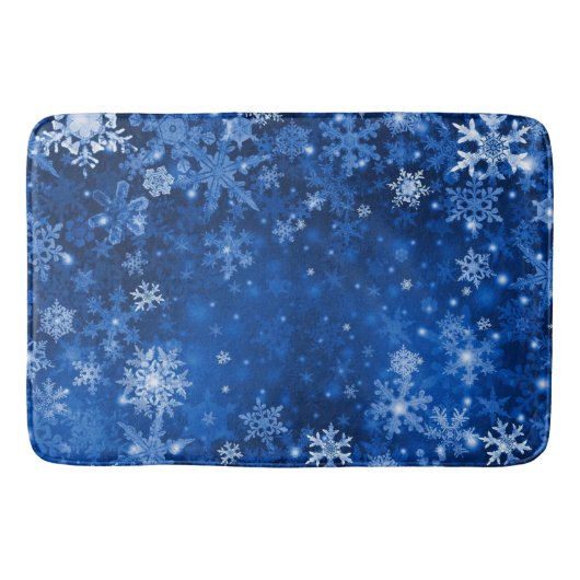 Weihnachtsbadematte/Blaue Schneeflocken Badematte (Vorderseite)