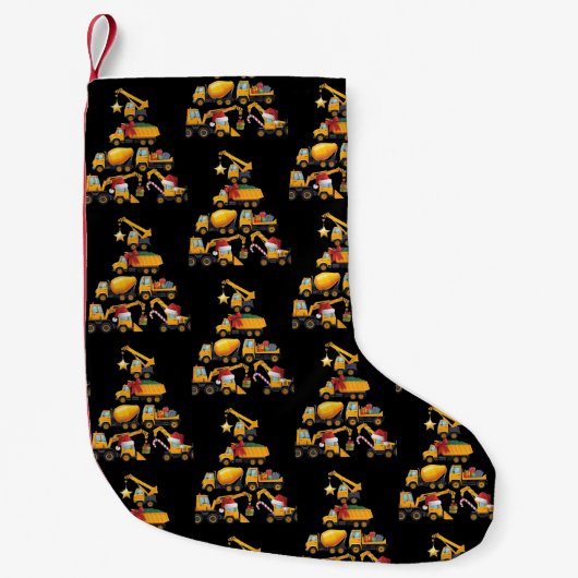 Weihnachtsbagger-Bau-LKW-Baum Kleiner Weihnachtsstrumpf (Vorderseite)