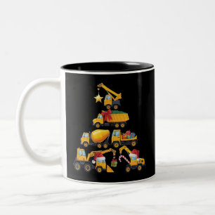 Weihnachtsbagger-Bau-LKW-Baum Zweifarbige Tasse