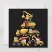 Weihnachtsbagger Baustellenwagen Baum Feiertagskarte (Vorderseite)