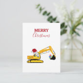 Weihnachtsbagger Feiertagspostkarte (Stehend Vorderseite)