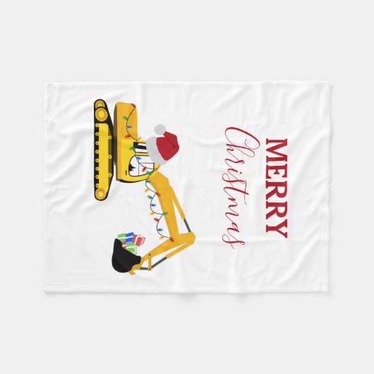 Weihnachtsbagger Fleecedecke (Vorderseite (Horizontal))