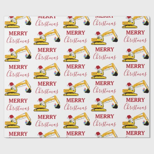 Weihnachtsbagger Geschenkpapier (Flach)