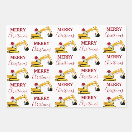 Weihnachtsbagger Geschenkpapier Set (Vorderseite 3)