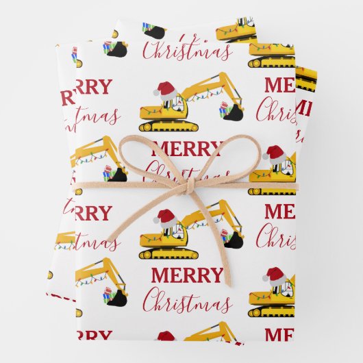 Weihnachtsbagger Geschenkpapier Set (Beispiel)