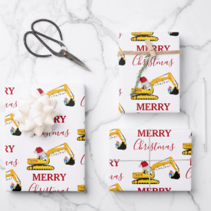 Weihnachtsbagger Geschenkpapier Set