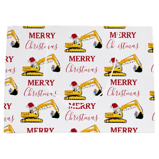 Weihnachtsbagger Große Geschenktüte (Vorderseite)