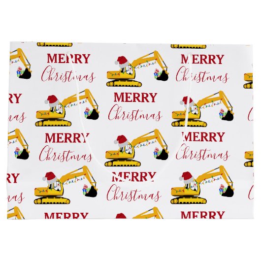 Weihnachtsbagger Große Geschenktüte (Rückseite)